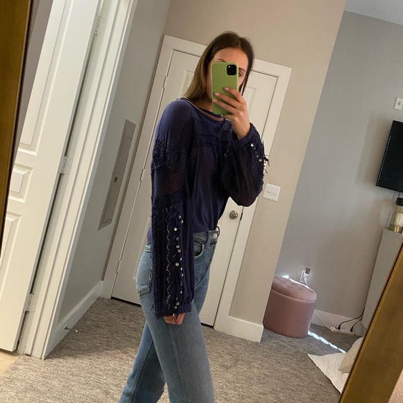 Free People Beaded Sleeve Top - Picture 3 of 5